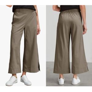 Wide Leg Pants High Waisted Stretch Loose Casual Lounge Cropped Pants Khaki